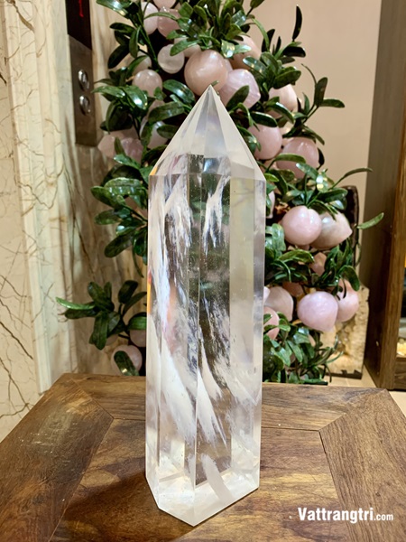 Trụ Đá Obsidian trắng 26cm