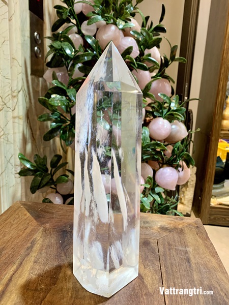 Trụ đá obsidian trắng 27cm