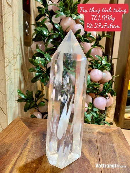 Trụ đá obsidian trắng 27cm