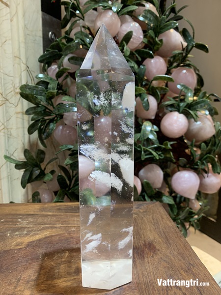 Trụ Đá Obsidia trắng 28cm