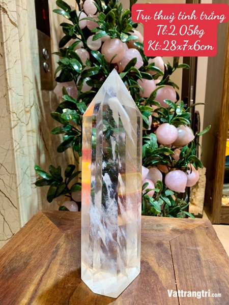 Trụ đá obsidian trắng 28cm