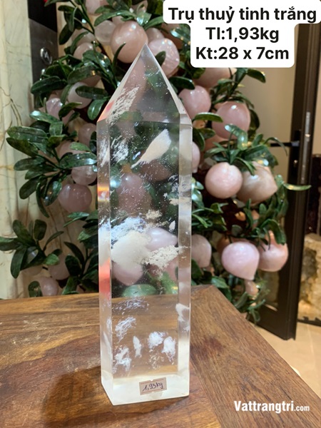 Trụ Đá Obsidia trắng 28cm