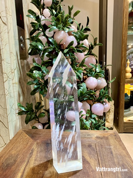 Trụ đá obsidian trắng 28cm