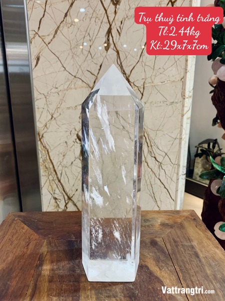 Trụ đá obsidian trắng 29cm