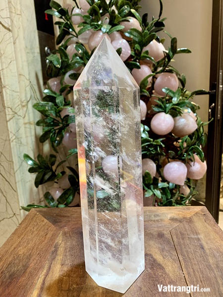 Trụ Đá Obsidian trắng 30cm