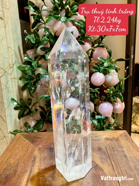 Trụ Đá Obsidian trắng 30cm