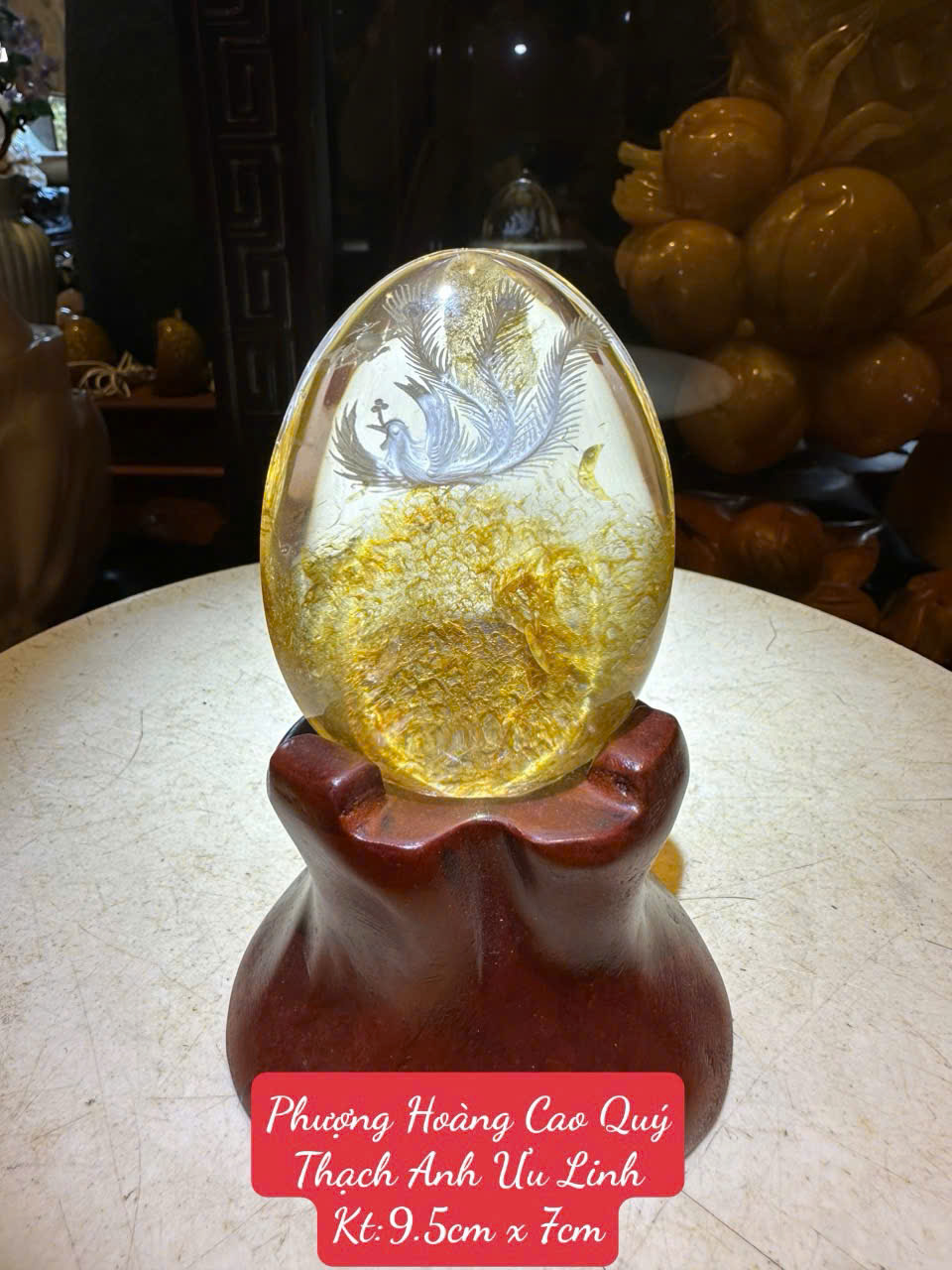 Trứng Phượng Hoàng Cao Quý Thạch Anh Ưu Linh