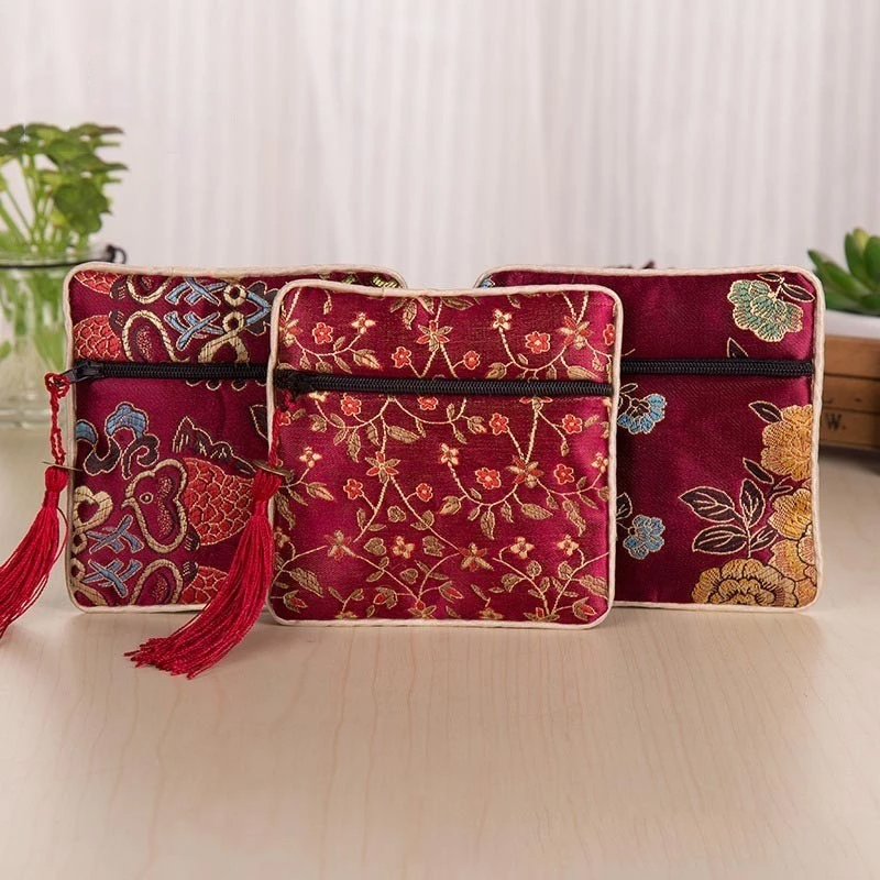 Túi gấm có khóa kéo hình bao tiền