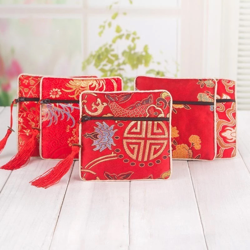 Túi gấm có khóa kéo hình bao tiền