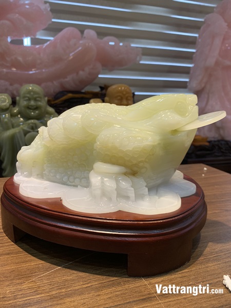 Tượng Cụ Cóc tài lộc ngọc onyx Trắng 23cm