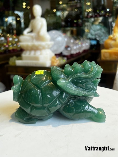 Tượng Cụ Long Quy thạch anh xanh 15cm
