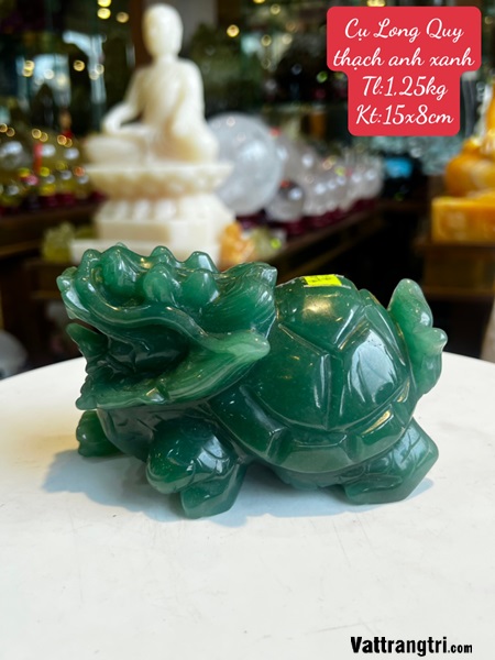Tượng Cụ Long Quy thạch anh xanh 15cm