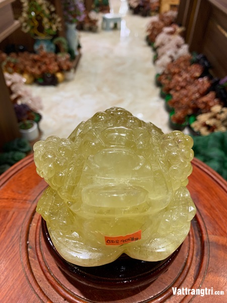 Tượng Cụ thiềm thừ đá quý thạch anh vàng vip 15cm