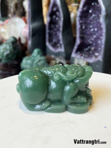 Tượng Cụ Tỳ Hưu đá Thạch Anh Xanh 11.5cm