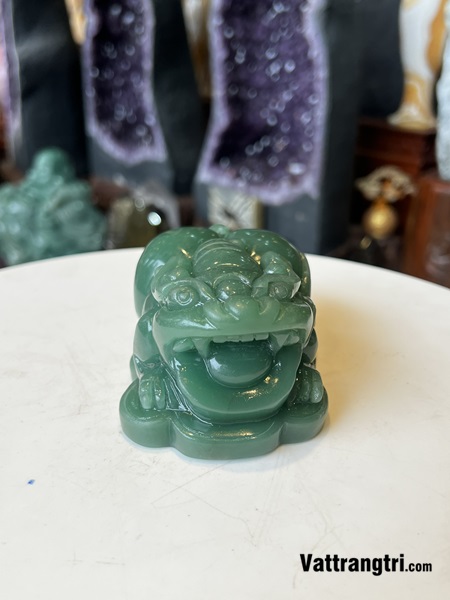 Tượng Cụ Tỳ Hưu đá Thạch Anh Xanh 11.5cm