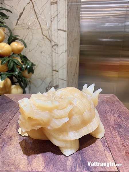 Tượng Linh Vật Long Quy ngọc hoàng long 17cm