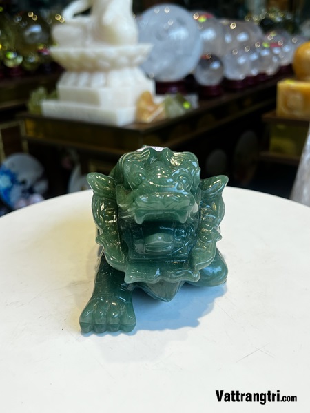 Tượng Long Quy thạch anh xanh 15cm