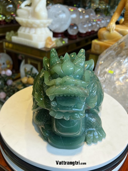 Tượng Long Quy thạch anh xanh 26cm