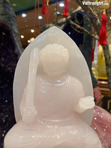 Tượng Ngài Bất Động Minh Vương Ngọc onyx Hồng 28cm