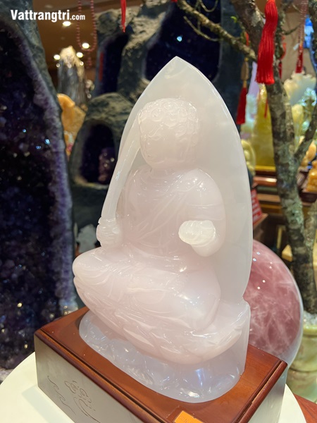 Tượng Ngài Bất Động Minh Vương Ngọc onyx Hồng 28cm