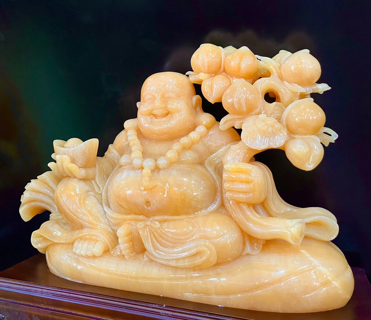 Tượng ngài Di lặc cầm đào tiên ngọc hoàng long 79cm