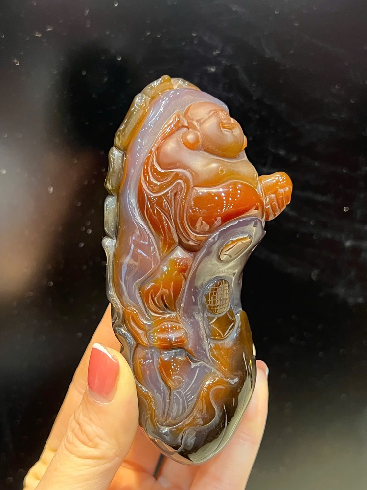 Tượng ngài di lặc ngọc mã não 11cm