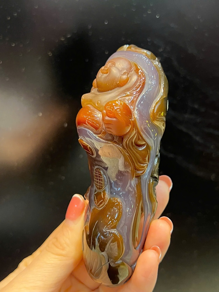 Tượng ngài di lặc ngọc mã não 11cm