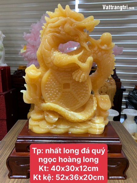 Tượng nhất long ôm tiền ngọc hoàng long 52cm