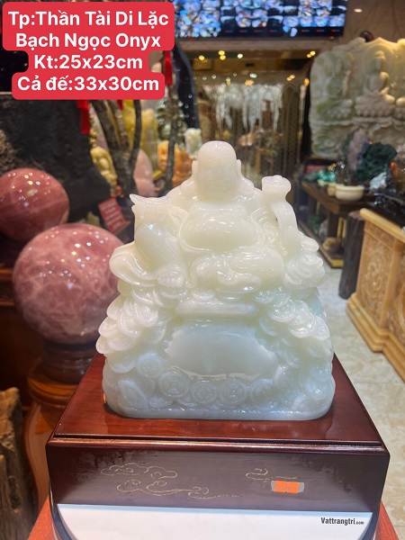 Tượng Phật Di Lặc Ngồi Bạch Ngọc 33cm