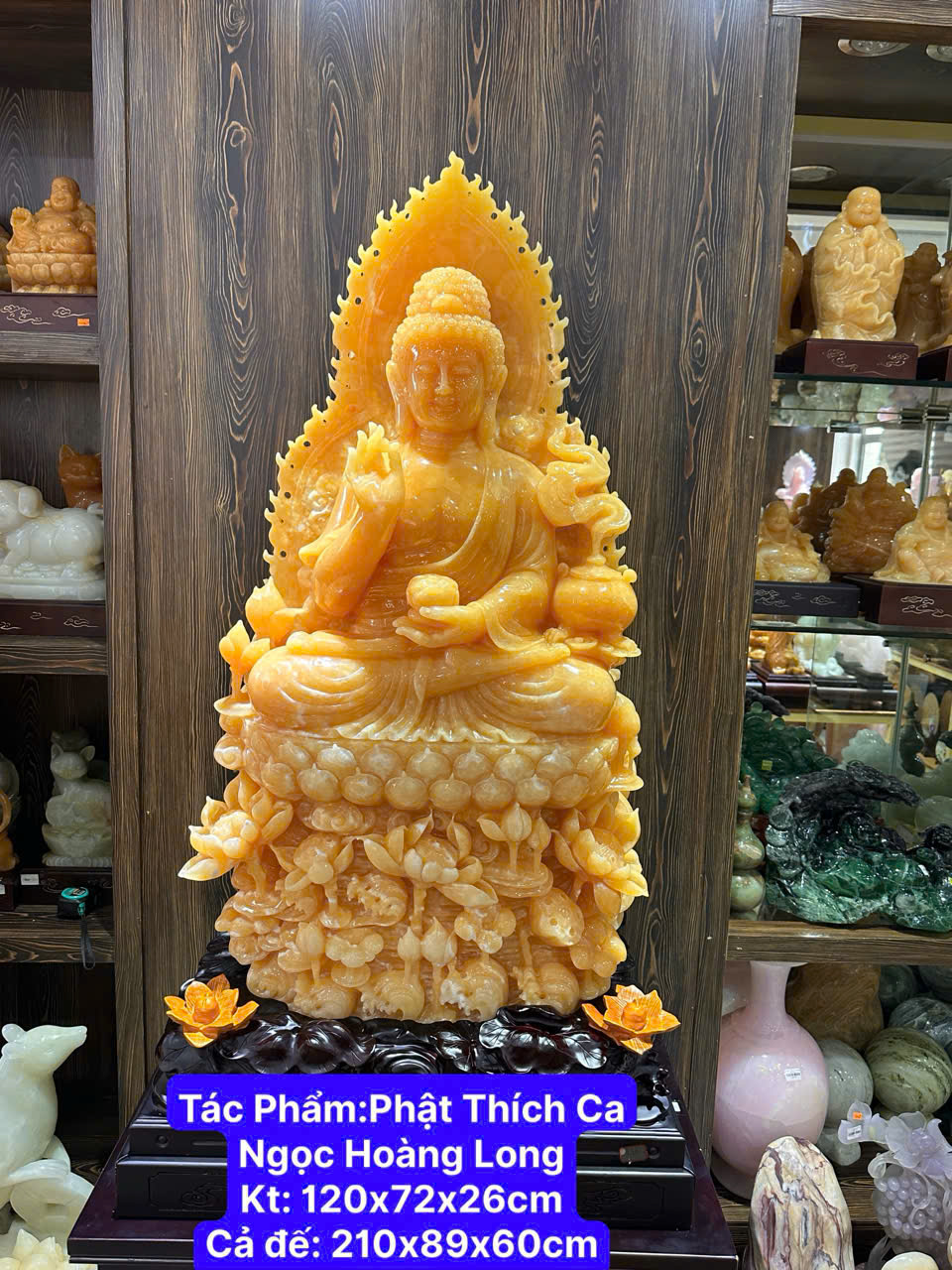 Tượng Phật thích ca ngọc hoàng long 210cm