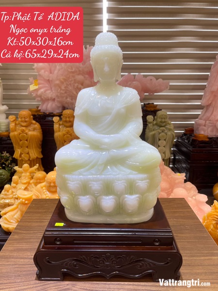 Tượng Phật Tổ ADIDA Ngọc onyx trắng 65cm