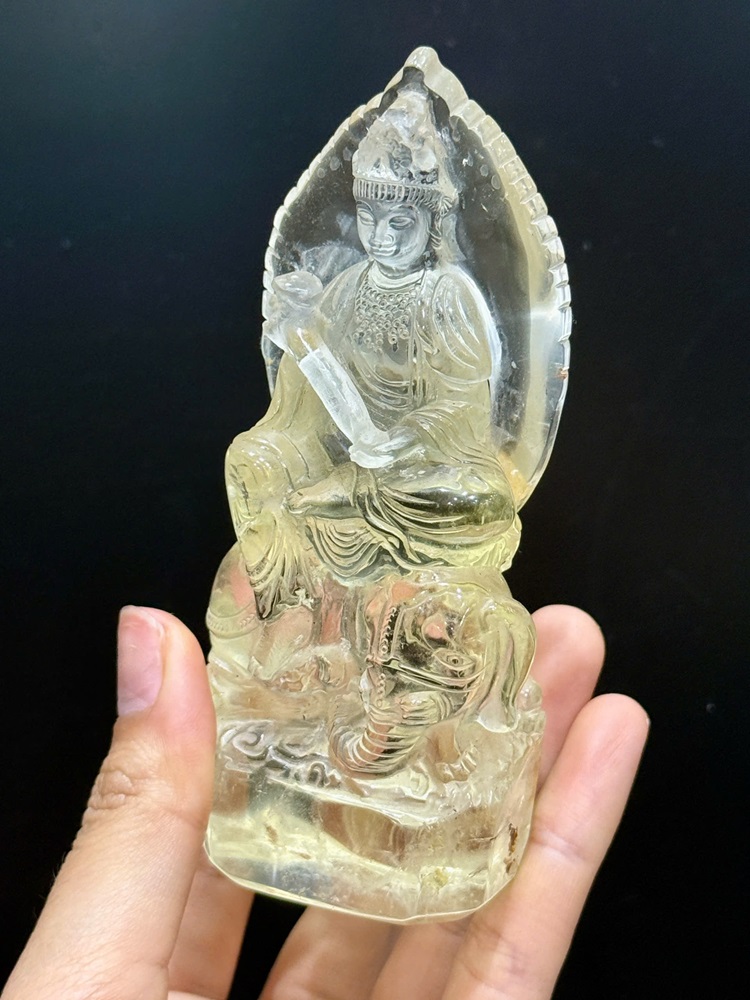 Tượng phổ hiền bồ tát thạch anh vàng