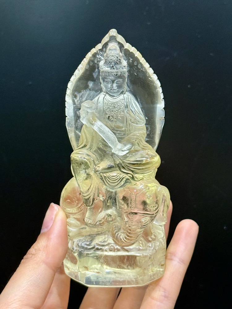 Tượng phổ hiền bồ tát thạch anh vàng