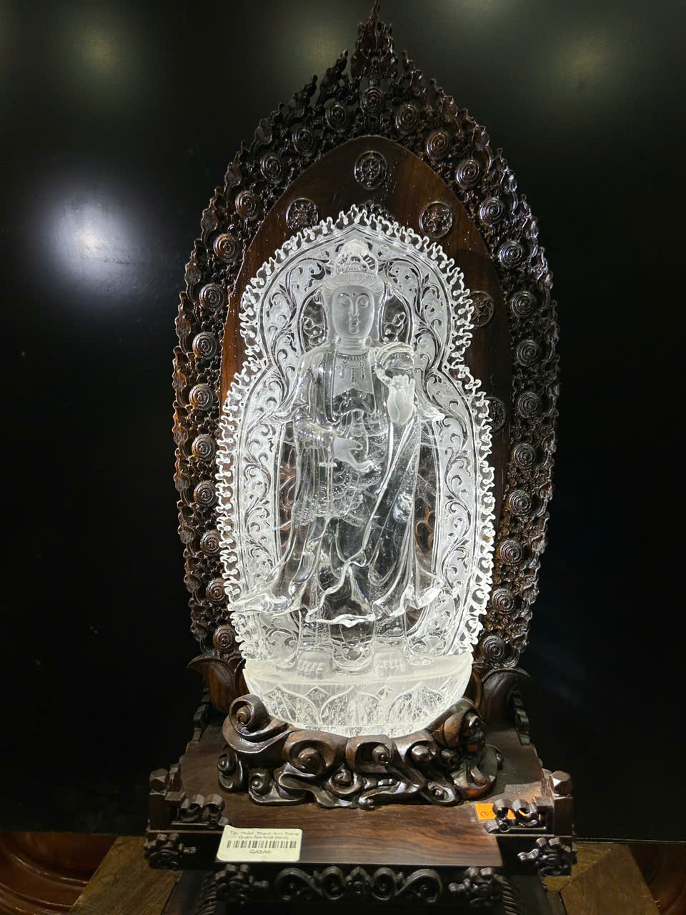 Tượng quan âm thạch anh trắng 55cm