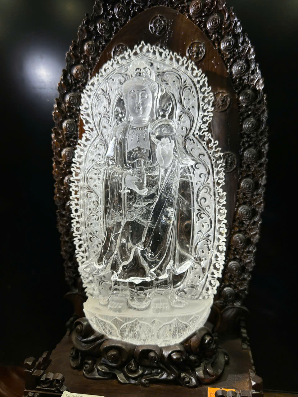 Tượng quan âm thạch anh trắng 55cm