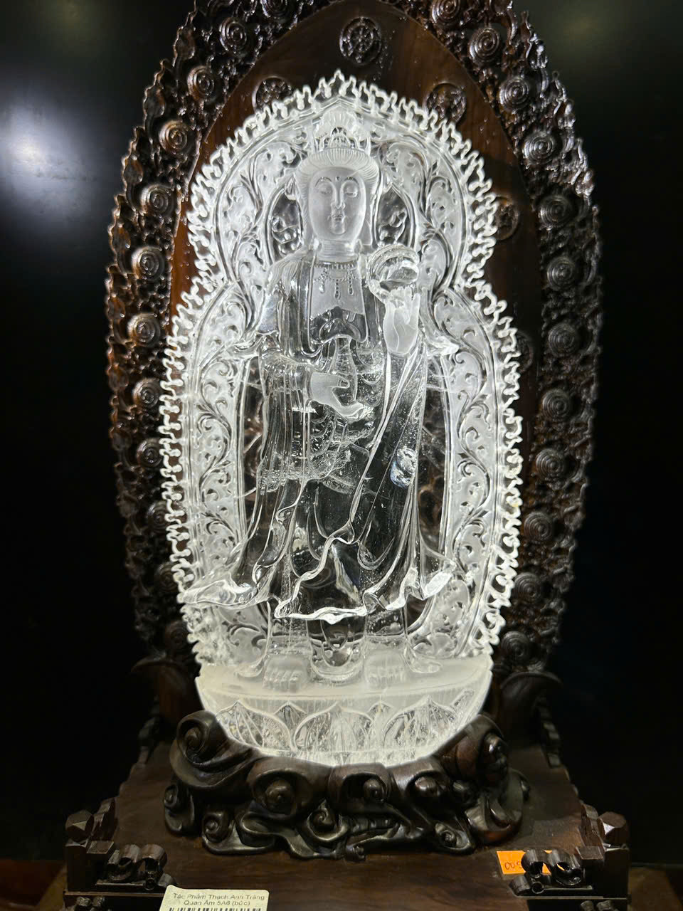 Tượng quan âm thạch anh trắng 55cm