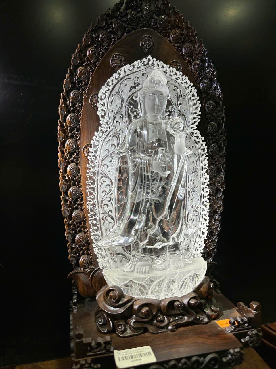 Tượng quan âm thạch anh trắng 55cm