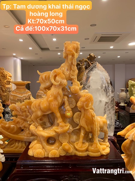 Tượng Tam dương khai thái ngọc hoàng long 100cm