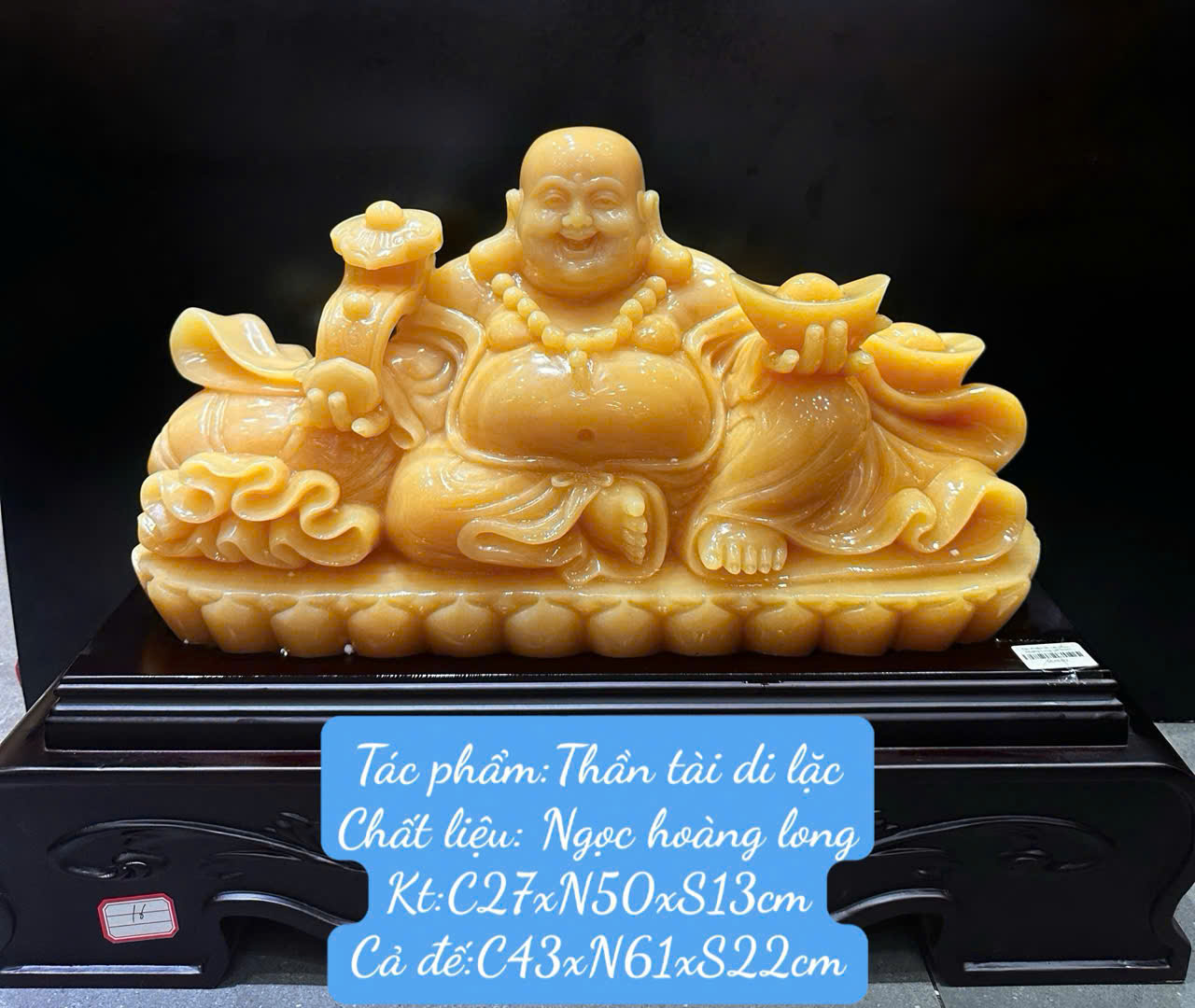 Tượng thần tài di lặc cầm gậy như ý ngọc hoàng long