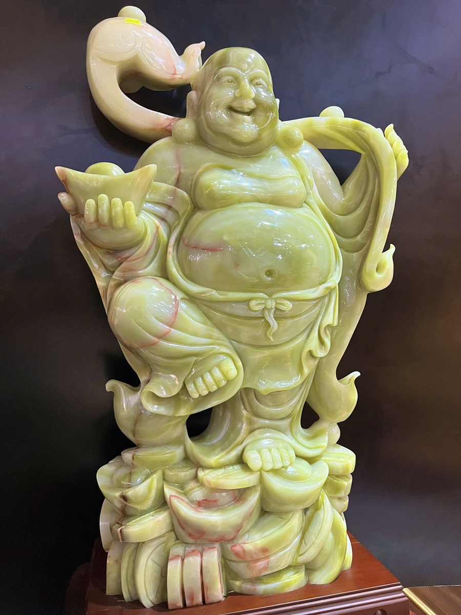 Tượng Thần Tài Di Lặc Đứng Ngọc Onyx 102cm