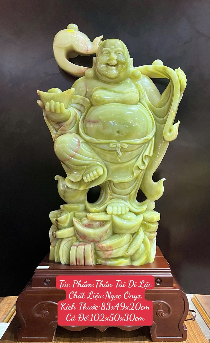 Tượng Thần Tài Di Lặc Đứng Ngọc Onyx 102cm