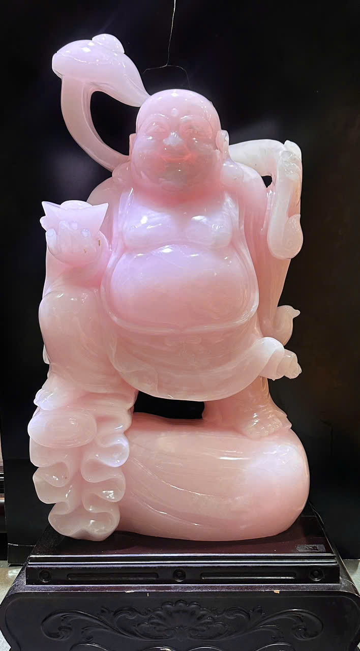 Tượng Thần Tài Di Lặc Ngọc Onyx Hồng 106cm