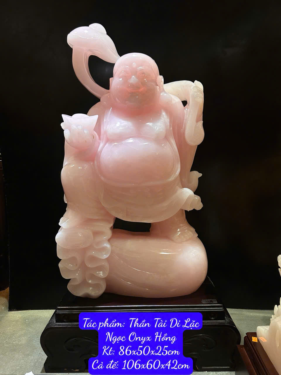 Tượng Thần Tài Di Lặc Ngọc Onyx Hồng 106cm