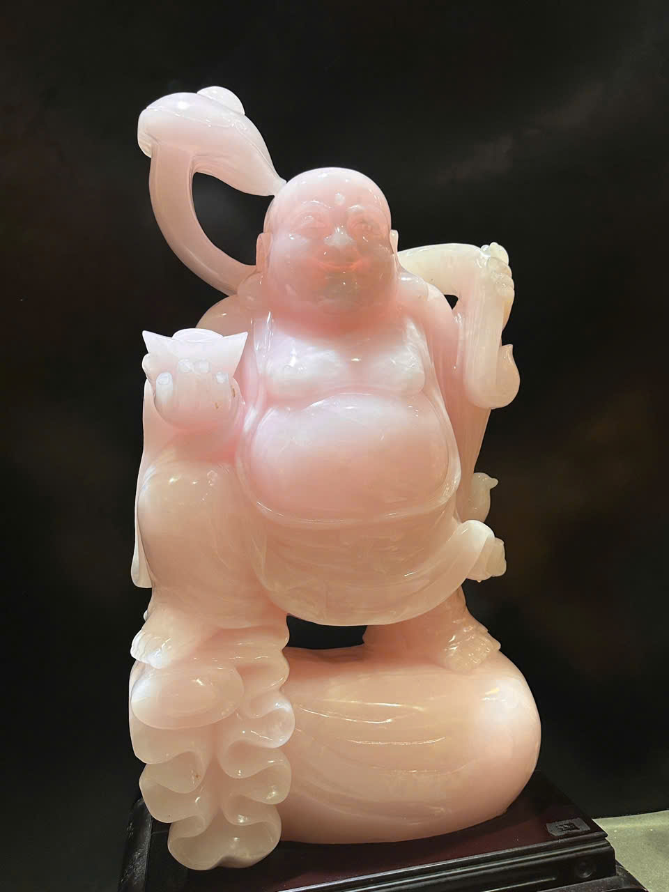 Tượng Thần Tài Di Lặc Ngọc Onyx Hồng 106cm