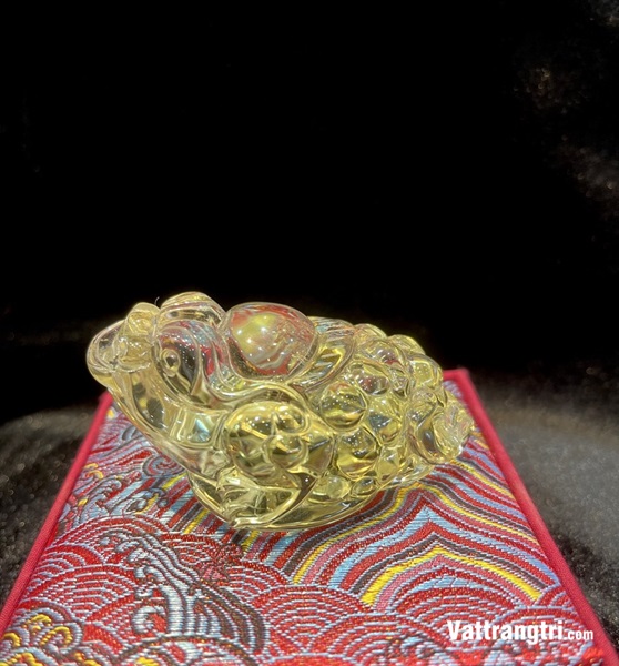 Tượng Thiềm thừ đá quý thạch anh vàng 8cm