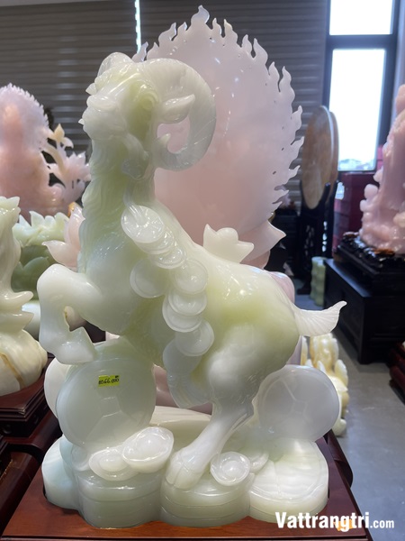 Tượng Tuổi Mùi Ngọc onyx trắng 66cm
