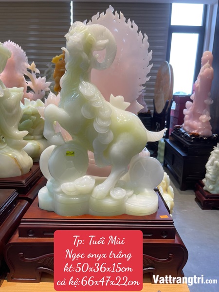 Tượng Tuổi Mùi Ngọc onyx trắng 66cm