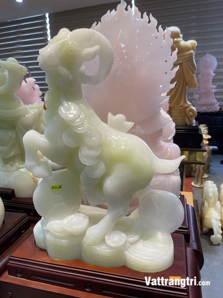 Tượng Tuổi Mùi Ngọc onyx trắng 66cm