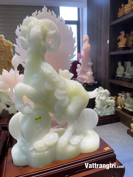 Tượng Tuổi Mùi Ngọc onyx trắng 66cm