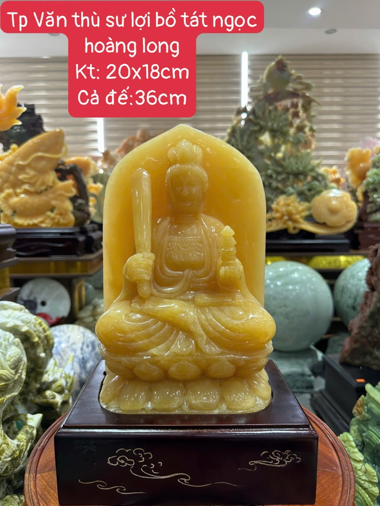 Văn thù sư lợi bồ tát ngọc hoàng long 36cm